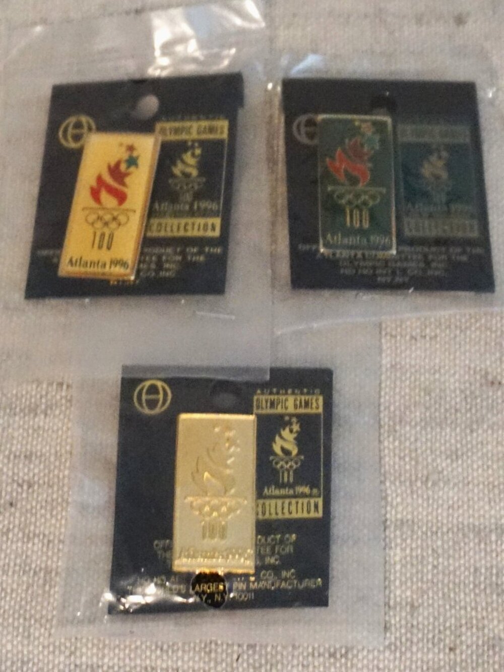 1996 Atlanta Olympic Games Collectable Set of 3 Torch Pins